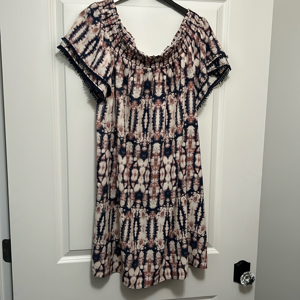 Multi color print short dress